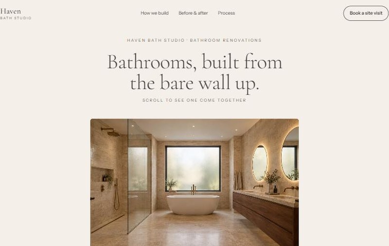 אתר Haven Bath Studio – שיפוץ חדרי רחצה